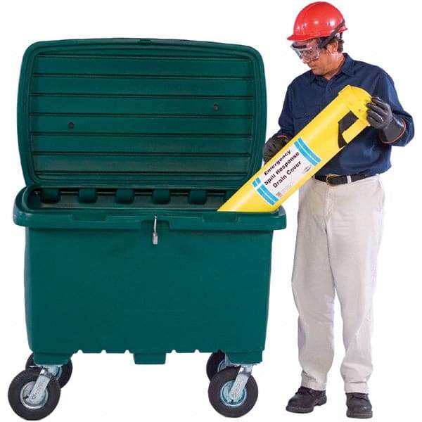 UltraTech - 15 Cu Ft, 350 Lb Load Capacity Green Polyethylene Tote Container - 48" Long x 31" Wide x 41.8" High, Lid Included - Caliber Tooling