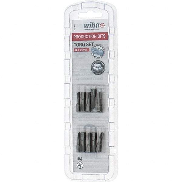 Wiha - 1/4" Drive, #4 Torq-Set Screwdriver Bit - 1" OAL - Caliber Tooling