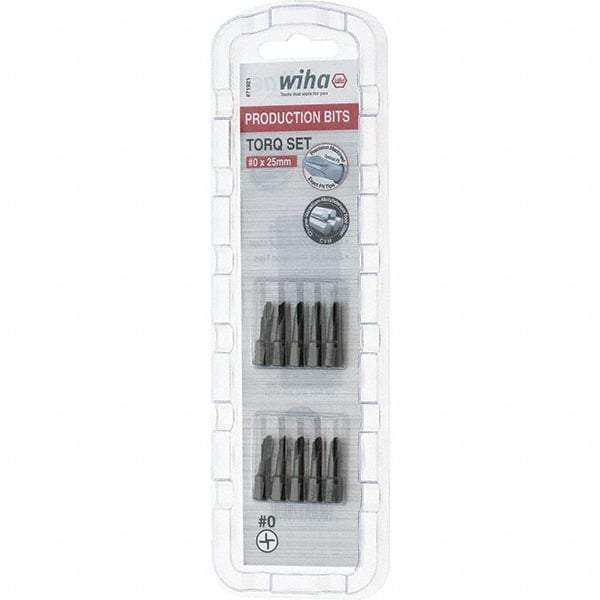 Wiha - 1/4" Drive, #0 Torq-Set Screwdriver Bit - 1" OAL - Caliber Tooling