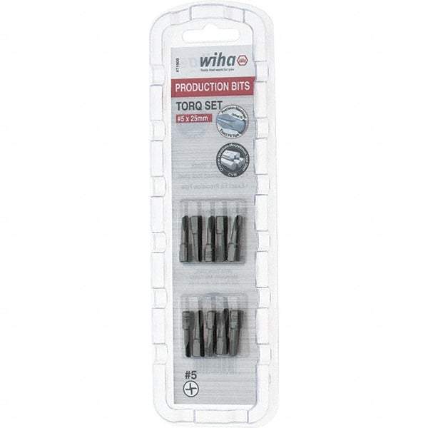 Wiha - 1/4" Drive, #5 Torq-Set Screwdriver Bit - 1" OAL - Caliber Tooling