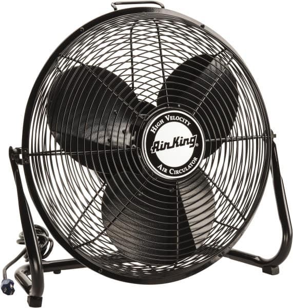 Air King - 18" Blade, 1/6 hp, 1,925, 2,575 & 3,400 CFM, Low Floor Stand Industrial Circulation Fan - Floor Stand, 110 Volts, 0.95/1.65 Amps, 3 Speed - Caliber Tooling