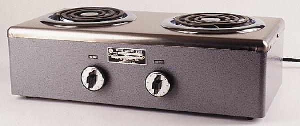 WAAGE - 20" Long x 10 Wide x 7" High, 230 Volt Hot Plate - 2 Burner, 1600 Watt, 7 Amps - Caliber Tooling