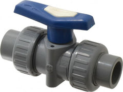 Simtech - 1/2" Pipe, Full Port, CPVC True Union Design Ball Valve - Inline - Two Way Flow, FNPT x FNPT (with Socket Adapter) Ends, Tee Handle, 232 WOG - Caliber Tooling