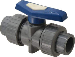 Simtech - 3/4" Pipe, Full Port, CPVC True Union Design Ball Valve - Inline - Two Way Flow, FNPT x FNPT (with Socket Adapter) Ends, Tee Handle, 232 WOG - Caliber Tooling