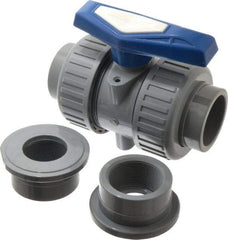 Simtech - 2" Pipe, Full Port, CPVC True Union Design Ball Valve - Inline - Two Way Flow, FNPT x FNPT (with Socket Adapter) Ends, Tee Handle, 232 WOG - Caliber Tooling