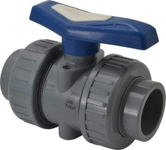 Simtech - 1-1/2" Pipe, Full Port, CPVC True Union Design Ball Valve - Inline - Two Way Flow, FNPT x FNPT (with Socket Adapter) Ends, Tee Handle, 232 WOG - Caliber Tooling