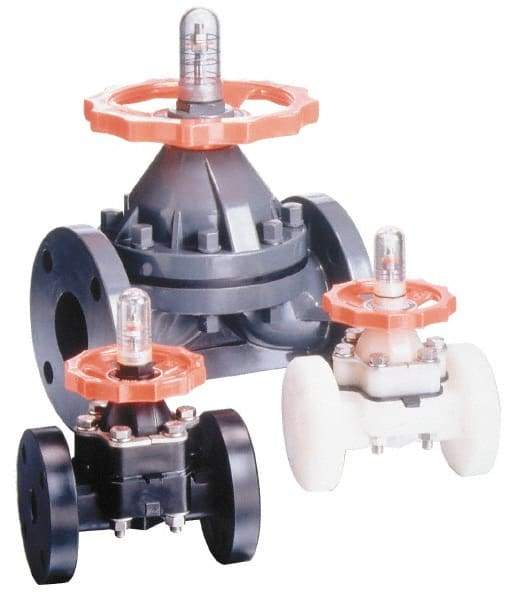 Simtech - 1-1/2" Pipe, 150 Max psi, Diaphragm Valve - Flanged End Connection, PVC, Viton Seal - Caliber Tooling