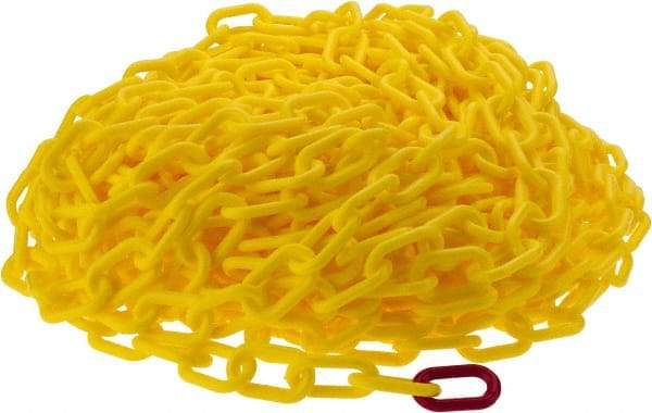 PRO-SAFE - 100' Long x 2" Wide Plastic Heavy-Duty Chain - Yellow - Caliber Tooling