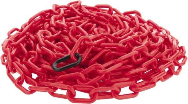 PRO-SAFE - 50' Long x 2" Wide Plastic Chain - Red - Caliber Tooling