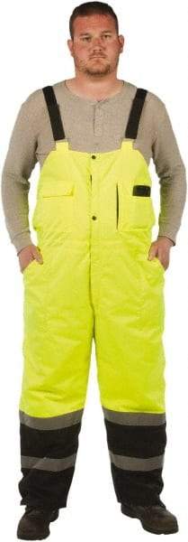 Utility Pro Wear - Size 5XL, Black/Yellow, Snap, Cold Weather Bib Overall - Polyester, Teflon, 5 Pockets, Teflon Fabric Protector, Adjustable Straps, Zipper/Snap Bottom - Caliber Tooling