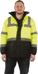 Utility Pro Wear - Size 5XL Cold Weather & High Visibility Parka - Yellow, Polyester & Teflon, Zipper, Snaps Closure - Caliber Tooling