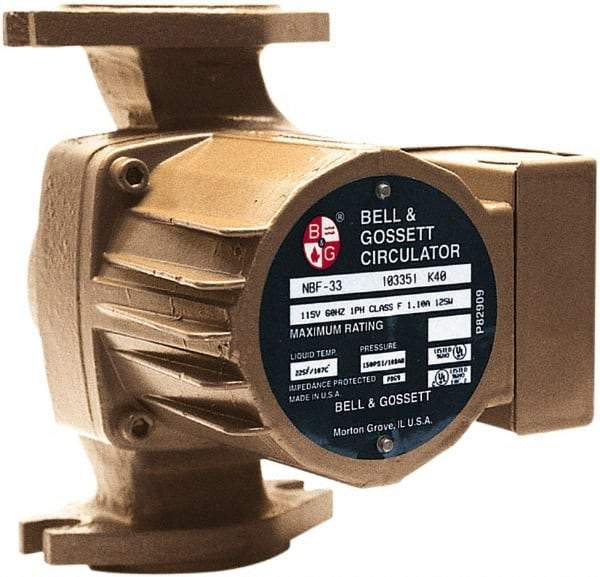 Bell & Gossett - .17 hp, 1 Phase, Bronze Housing, Noryl Impeller, Inline Circulator Pump - 115/230V Volt, 60 Hz Hz, 125 Max psi, 120V Motor - Caliber Tooling