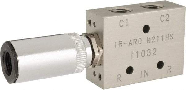 ARO/Ingersoll-Rand - 1/8" Inlet x 1/8" Outlet, Pilot Actuator, Spring Return, 2 Position, Body Ported Solenoid Air Valve - 0.25 CV, 4 Way, 140 psi, 122° Max Temp, 15° Min Temp - Caliber Tooling