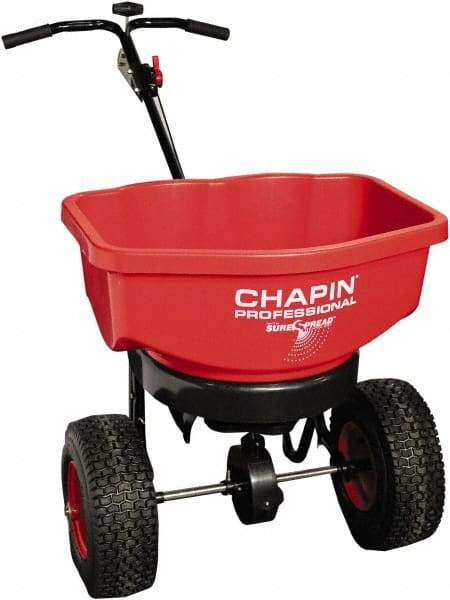 Chapin - 80 Lb Powder Coated Steel Walk Behind Broadcast Landscape Spreader - 12" Pneumatic Wheels - Caliber Tooling