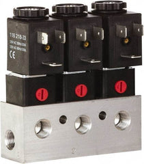 ARO/Ingersoll-Rand - 1/8", CAT Series 3-Way 2-Position Bar Manifold Stacking Solenoid Valve - 24 VDC, 0.062 CV Rate, 3.275" High x 4" Long - Caliber Tooling