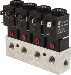 ARO/Ingersoll-Rand - 1/8", CAT Series 3-Way 2-Position Bar Manifold Stacking Solenoid Valve - 24 VDC, 0.062 CV Rate, 3.275" High x 5" Long - Caliber Tooling