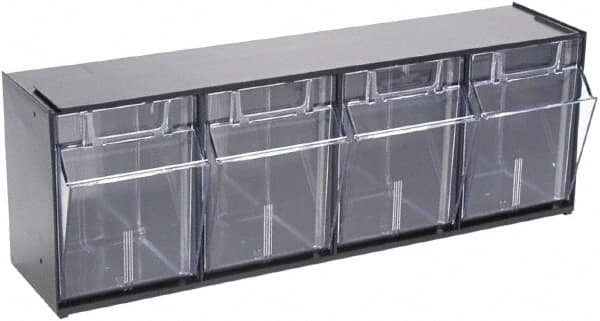 Deflect-o - 4 Compartment, 23-5/8 Inch Wide x 6-5/8 Inch Deep x 8-1/8 Inch High, Covered Modular - Plastic, Black and Clear - Caliber Tooling