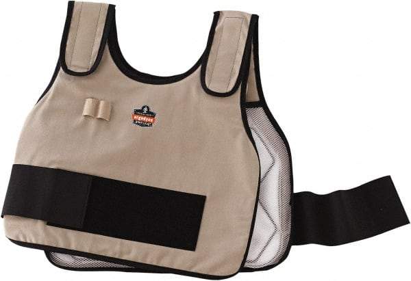 Ergodyne - Size S/M, Khaki Cooling Vest - 32 to 40" Chest, Hook & Loop Front, PVC, Cotton - Caliber Tooling