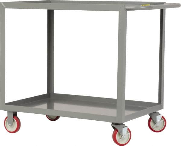 Little Giant - 1,200 Lb Capacity, 30" Wide x 48" Long x 35" High Service Cart - 2 Shelf, Steel, 2 Rigid/2 Swivel Casters - Caliber Tooling