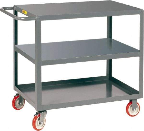 Little Giant - 1,200 Lb Capacity, 18" Wide x 24" Long x 35" High Service Cart - 3 Shelf, Steel, 2 Rigid/2 Swivel Casters - Caliber Tooling