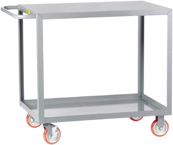 Little Giant - 1,200 Lb Capacity, 18" Wide x 24" Long x 35" High Service Cart - 2 Shelf, Steel, 2 Rigid/2 Swivel Casters - Caliber Tooling