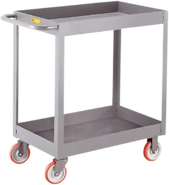 Little Giant - 1,200 Lb Capacity, 18" Wide x 30" Long x 35" High Deep Shelf Cart - 2 Shelf, Steel, 2 Rigid/2 Swivel Casters - Caliber Tooling