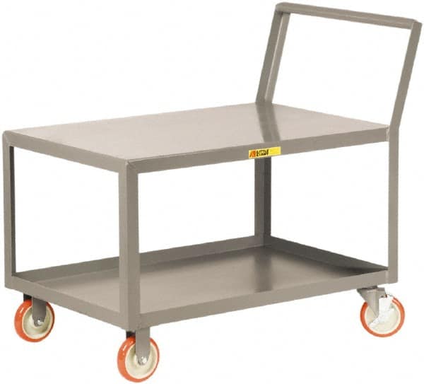 Little Giant - 1,200 Lb Capacity, 24" Wide x 51" Long x 37-1/2" High Heavy Duty Service Cart - 2 Shelf, Steel, 2 Rigid/2 Swivel Casters - Caliber Tooling