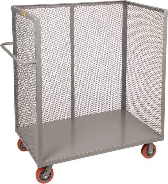 Little Giant - 3,600 Lb Capacity, 1 Shelf, 3-Sided Steel Bulk Truck - 60" Long x 24" Wide x 57" High, 6" Diam Polyurethane Wheels - Caliber Tooling