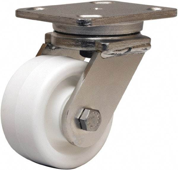 Hamilton - 4" Diam x 2" Wide x 5-5/8" OAH Top Plate Mount Swivel Caster - Polyolefin, 550 Lb Capacity, Delrin Bearing, 4 x 5" Plate - Caliber Tooling