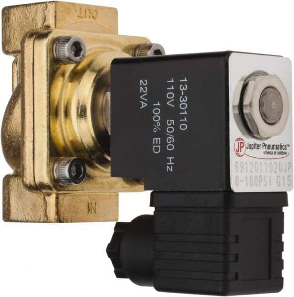 PRO-SOURCE - 1/2", 2/2 Way Stacking Solenoid Valve - 110 VAC, 4.12 CV Rate, 3.98" High x 2.76" Long - Caliber Tooling