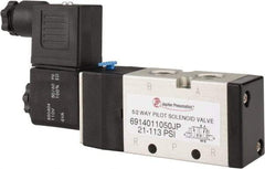 PRO-SOURCE - 1/4", 5/2 Way Single Stacking Solenoid Valve - 110 VAC, 0.98 CV Rate, 2.6" High x 5.12" Long - Caliber Tooling