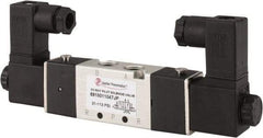 PRO-SOURCE - 1/8", 5/2 Way Body Ported Stacking Solenoid Valve - 110 VAC, 1.36 CV Rate, 1.36" High x 5.43" Long - Caliber Tooling