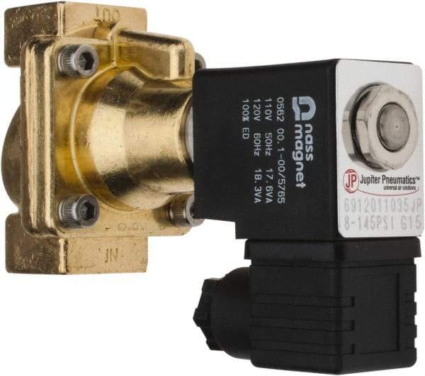 PRO-SOURCE - 1/2", 2/2 Way Steam Series Stacking Solenoid Valve - 110 VAC, 4.5 CV Rate, 4.19" High x 2.76" Long - Caliber Tooling