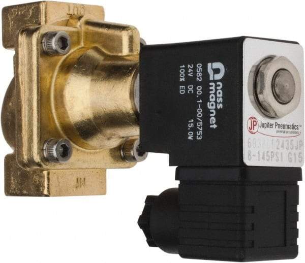 PRO-SOURCE - 3/8", 2/2 Way Steam Series Stacking Solenoid Valve - 24 VDC, 4.5 CV Rate, 4.19" High x 2.76" Long - Caliber Tooling