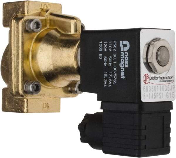 PRO-SOURCE - 3/8", 2/2 Way Steam Series Stacking Solenoid Valve - 110 VAC, 4.5 CV Rate, 4.19" High x 2.76" Long - Caliber Tooling