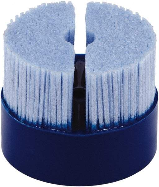 Tanis - 2" 120 Grit Ceramic Crimped Disc Brush - Drive Arbor Connector, 1-1/4" Trim Length, 3/8" Arbor Hole - Caliber Tooling