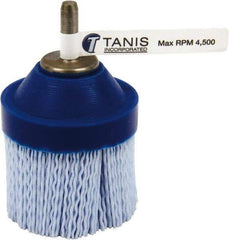 Tanis - 120 Grit, 2" Brush Diam, Crimped, End Brush - 1/4" Diam Steel Shank, 4,500 Max RPM - Caliber Tooling