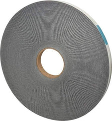 Made in USA - 1/8" Thick x 3/4" Wide x 100' Long Gray Open Cell Polyurethane Foam Rubber Roll - Stock Length, Adhesive Back, 1.8 to 2.2 Lb/Cu Ft Density, -20°F to 160°F - Caliber Tooling