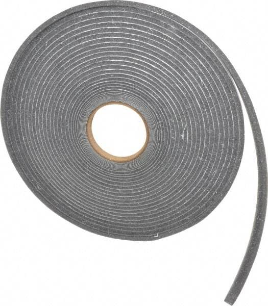 Made in USA - 1/4" Thick x 1/2" Wide x 50' Long Gray Open Cell Polyurethane Foam Rubber Roll - Stock Length, Adhesive Back, 1.8 to 2.2 Lb/Cu Ft Density, -20°F to 160°F - Caliber Tooling