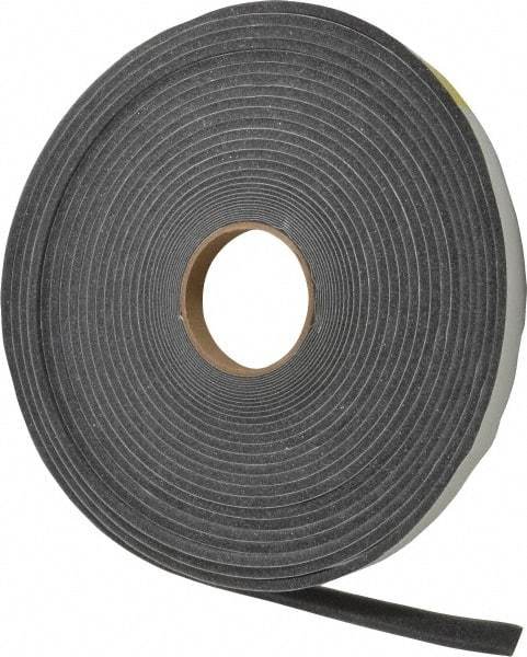 Made in USA - 1/4" Thick x 3/4" Wide x 50' Long Gray Open Cell Polyurethane Foam Rubber Roll - Stock Length, Adhesive Back, 1.8 to 2.2 Lb/Cu Ft Density, -20°F to 160°F - Caliber Tooling