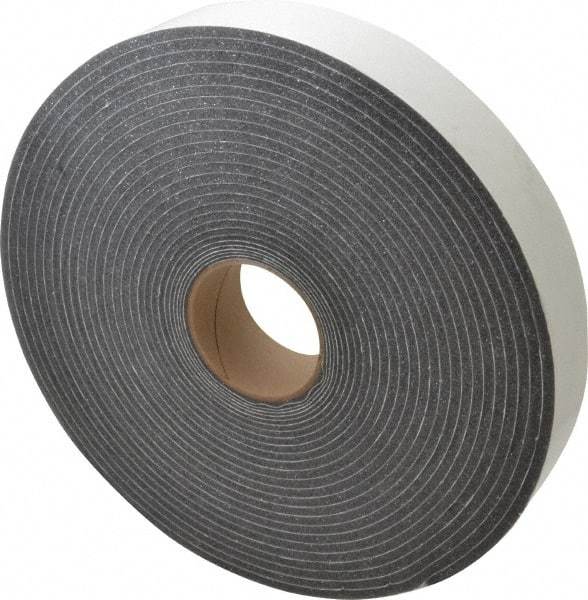 Made in USA - 1/4" Thick x 2" Wide x 50' Long Gray Open Cell Polyurethane Foam Rubber Roll - Stock Length, Adhesive Back, 1.8 to 2.2 Lb/Cu Ft Density, -20°F to 160°F - Caliber Tooling