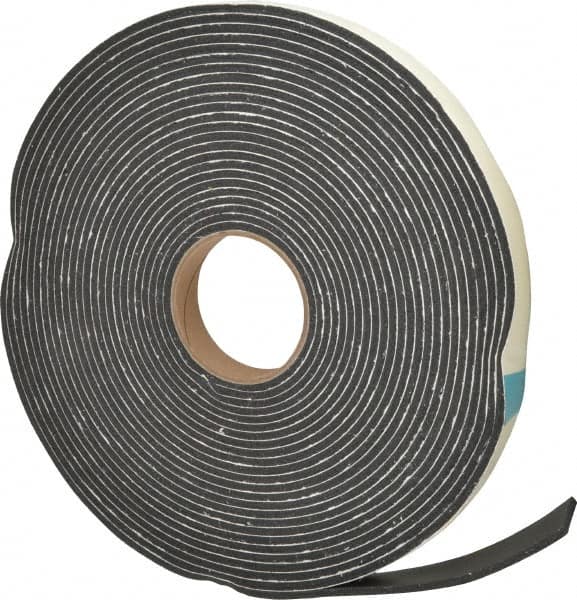 Made in USA - 45' x 1" x 3/16" Black PVC Foam Roll - Exact Industrial Supply