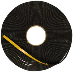 Made in USA - 5/32" Thick x 5/8" Wide x 50' Long Black Open Cell Natural Foam Rubber Roll - Stock Length, Adhesive Back, 24 to 30 Lb/Cu Ft Density, -20°F to 160°F - Caliber Tooling