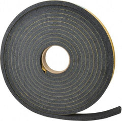 Made in USA - 7/16" Thick x 1" Wide x 25' Long Black Open Cell Natural Foam Rubber Roll - Stock Length, Adhesive Back, 24 to 30 Lb/Cu Ft Density, -20°F to 160°F - Caliber Tooling