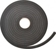 Made in USA - 1/2" Thick x 3/4" Wide x 25' Long Black Closed Cell Neoprene-Blend Spring Rubber Roll - Stock Length, Adhesive Back, 8 to 11 Lb/Cu Ft Density, -40°F to 158°F - Caliber Tooling