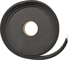 Made in USA - 3/8" Thick x 1" Wide x 25' Long Black Closed Cell Neoprene-Blend Spring Rubber Roll - Stock Length, Adhesive Back, 8 to 11 Lb/Cu Ft Density, -40°F to 158°F - Caliber Tooling