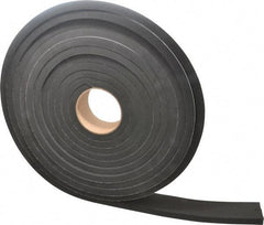 Made in USA - 1/2" Thick x 2" Wide x 25' Long Black Closed Cell Neoprene-Blend Spring Rubber Roll - Stock Length, Adhesive Back, 8 to 11 Lb/Cu Ft Density, -40°F to 158°F - Caliber Tooling