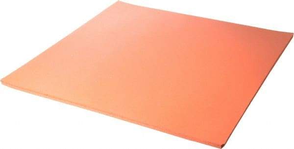 Made in USA - 12" Long, 12" Wide, Silicone Foam Rubber Foam Sheet - Orange-Red, -103 to 450°F, Plain Backing, Stock Length - Caliber Tooling