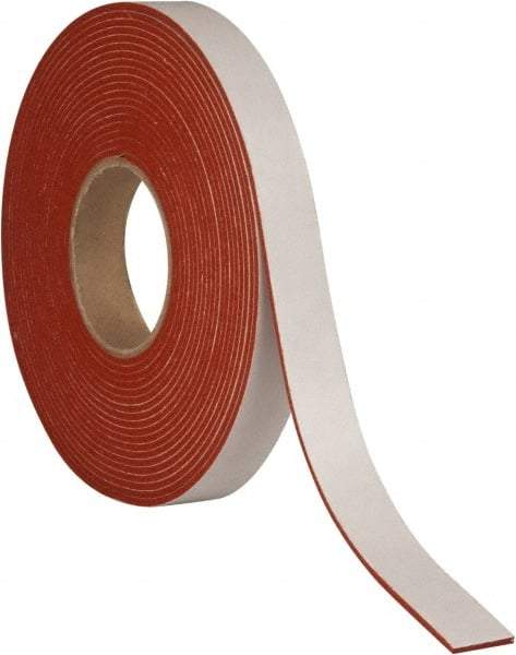 Made in USA - 3/16" Thick x 3/4" Wide x 20' Long Tan-Orange Closed Cell Silicone Foam Rubber Roll - Stock Length, Adhesive Back, 33 Lb/Cu Ft Density, -100°F to 500°F - Caliber Tooling