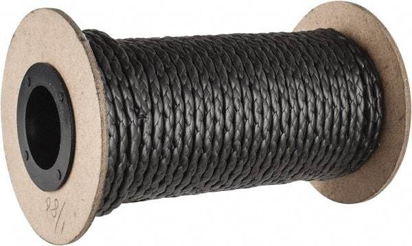 Made in USA - 1/8" x 38' Spool Length, 100% GFO Fiber Compression Packing - 1,900 Max psi, -400 to 550° F, Dark Gray - Caliber Tooling